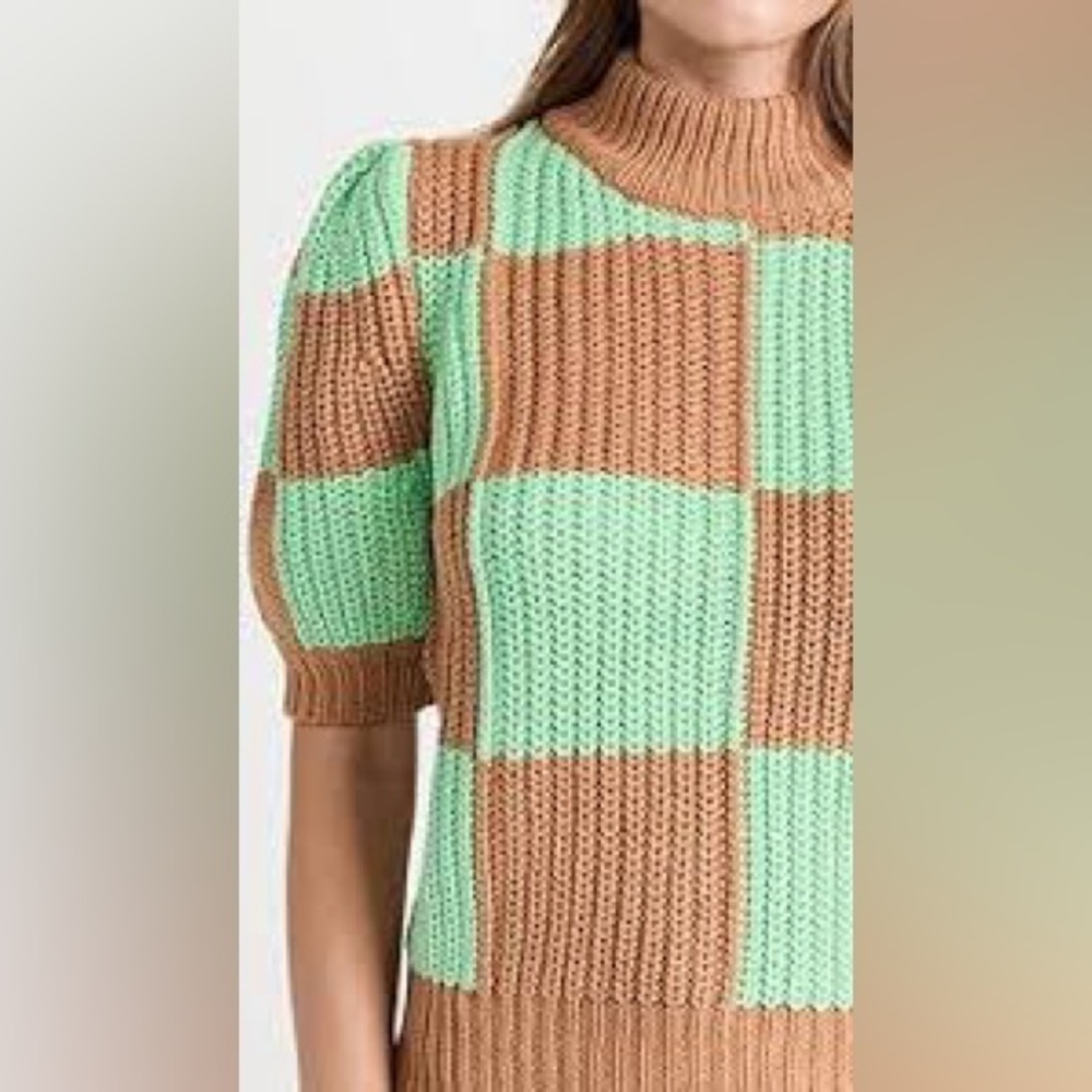 English Factory check pattern sweater in mint - Picture 4 of 9